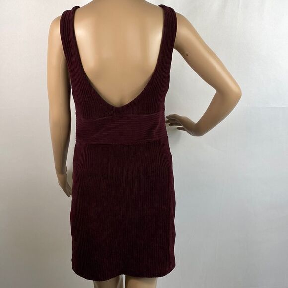 Free People Vivian corduroy burgundy/plum sleeveless mini dress size M - Picture 4 of 8